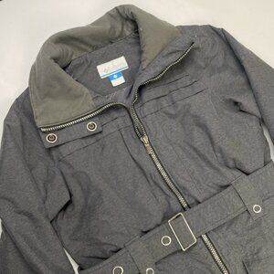 Columbia Omni-Shield Parka Coat Women's L Gray Belted Insulated Lightweight